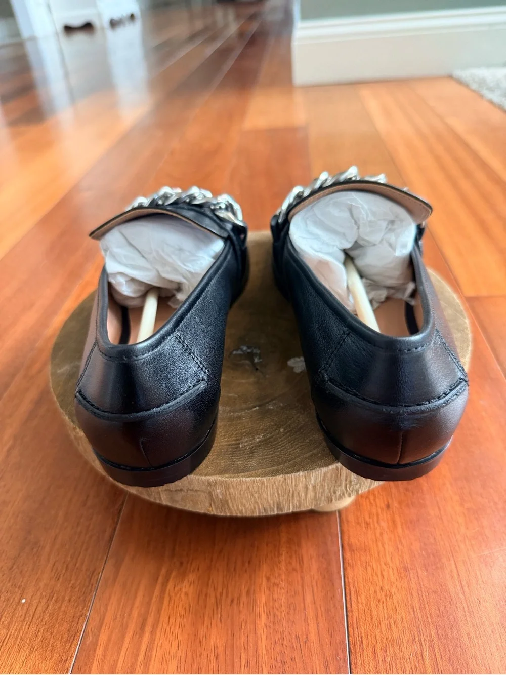 L.Paolo Metz-L Black Nappa Calf Leather Chain Loafers Size 7.5 — NIB